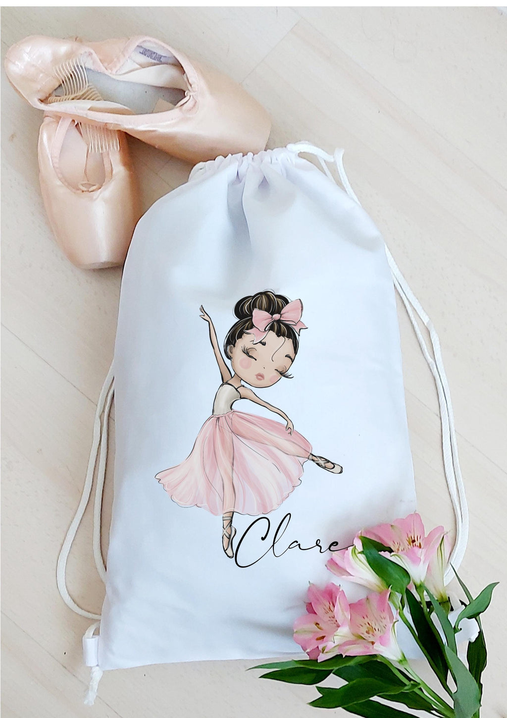 Personalised Ballerina Drawstring Bag: Gift for ballet dancer