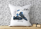 Personalised blue Football Cushion, gift for footballer, football bedroom decor, boys bedroom gifts