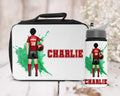 Personalised footballer lunchbag and water bottle set, Kids football Lunch Bag for school, Custom Gifts for boys