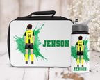 Personalised footballer lunchbag and water bottle set, Kids football Lunch Bag for school, Custom Gifts for boys