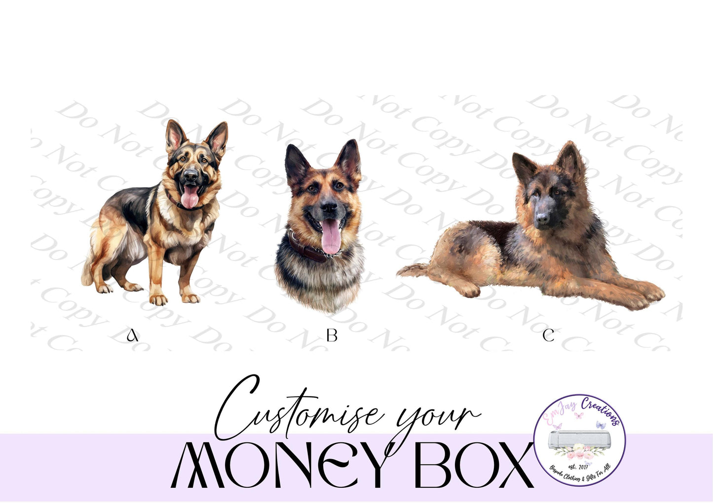 Personalised German Shepherd Money Box: Ceramic Coin Bank, Savings Jar
