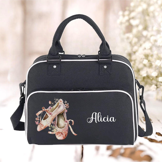 Personalised ballet slippers dance/ballet bag - choice of 4 bag colours