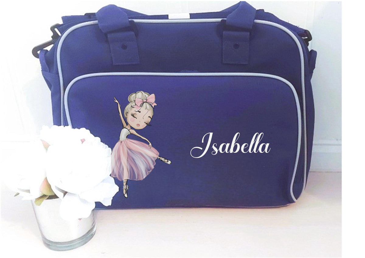 Personalised Ballerina Dance Bag, Custom Ballet Bag with Name, Kids Dance Holdall - choice of 4 colours