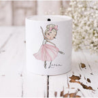 Personalised Ballerina Money Box, Custom Dance Gift, Girl’s Savings Bank with Hair Choice, Ballet Birthday Gift
