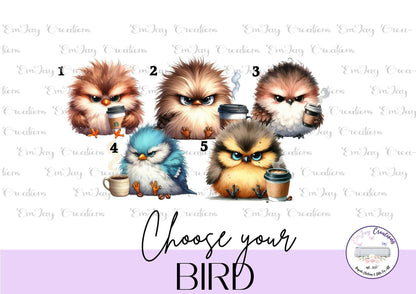 Personalised Cute Bird Mug with Coffee, Watercolour Animal Cup, Funny Bird Lover Gift, Needs Coffee Mug