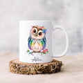 Personalised Cute Owl Mug, Watercolour Owl mug, Cute animal mug, gift for owl lover