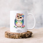 Personalised Cute Owl Mug, Watercolour Owl mug, Cute animal mug, gift for owl lover