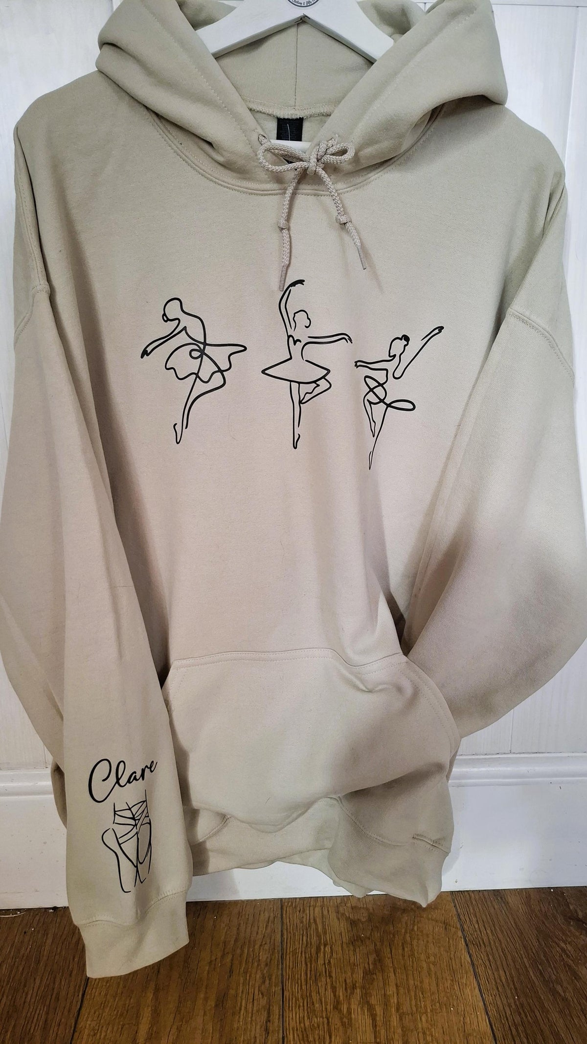 Personalised Ballerina Hoodie, Line Drawing Ballet Design