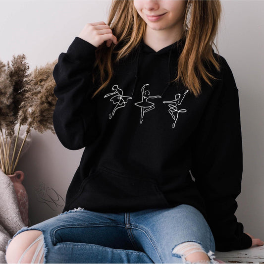Personalised line drawing ballerina hoodie, dance warm up top, dance gift, ballet top, ballet uniform, ballet gift for her