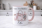 Personalised 21st Birthday Mug: Handbag & Heels Design, 21st birthday gift for her, girly mug for 21st birthday