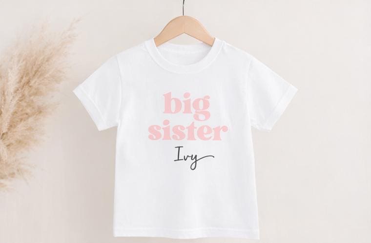 Personalised Big Sister t-shirt, new baby announcement gift for sister, new sister gift