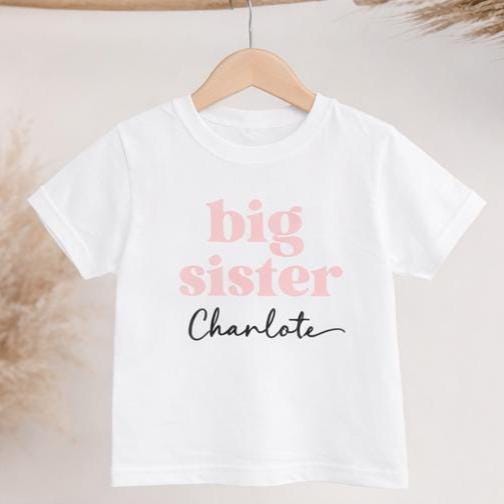 Personalised Big Sister t-shirt, new baby announcement gift for sister, new sister gift