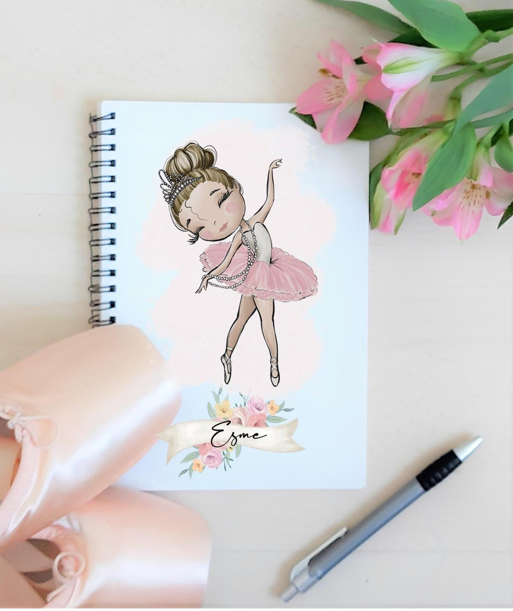 Personalised Ballerina Notebook, dance notes, notebook for dance, personalised notebook for dance class