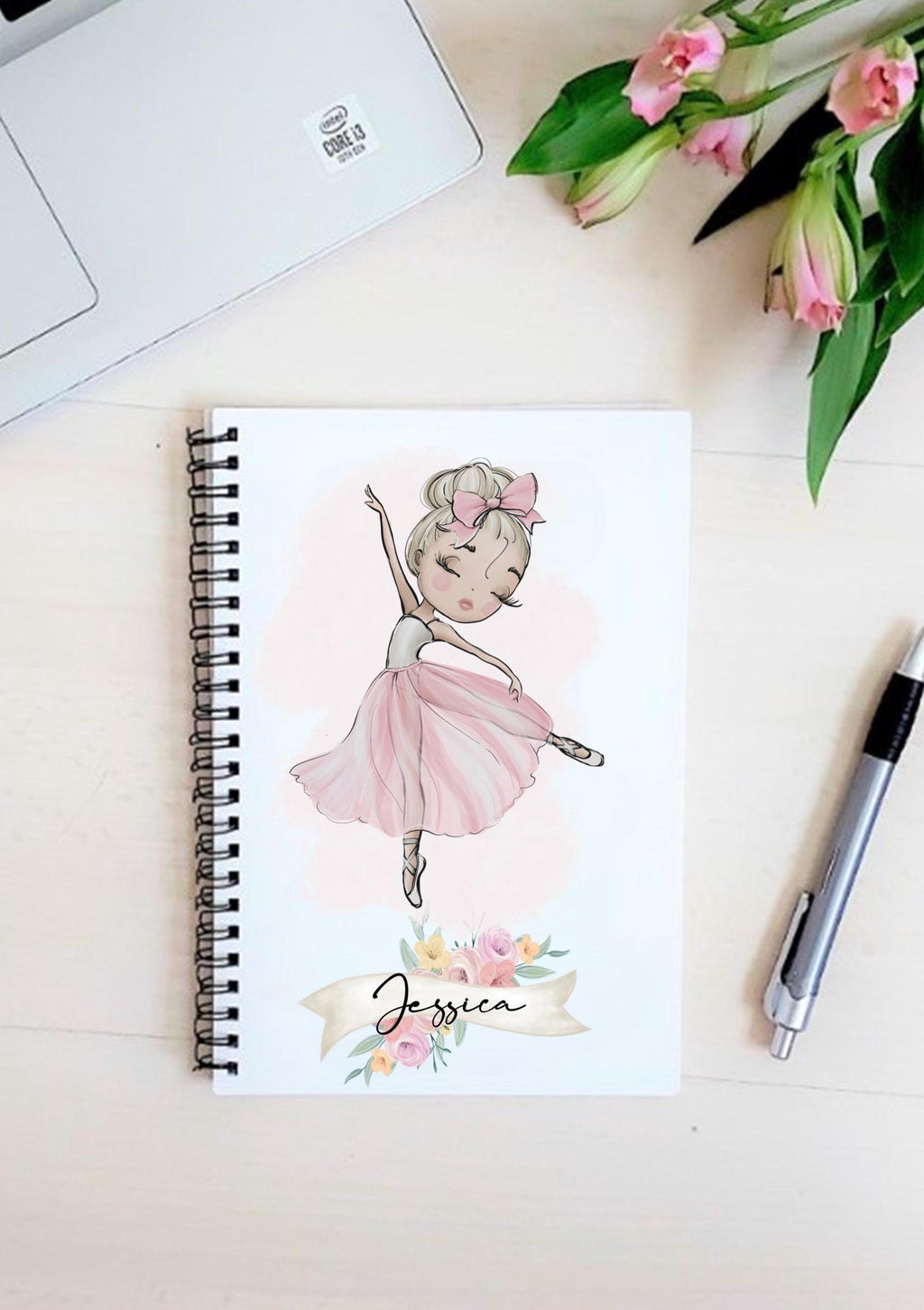 Personalised Ballerina Notebook, dance notes, notebook for dance, personalised notebook for dance class