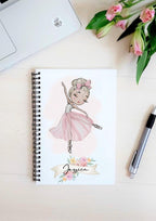 Personalised Ballerina Notebook, dance notes, notebook for dance, personalised notebook for dance class