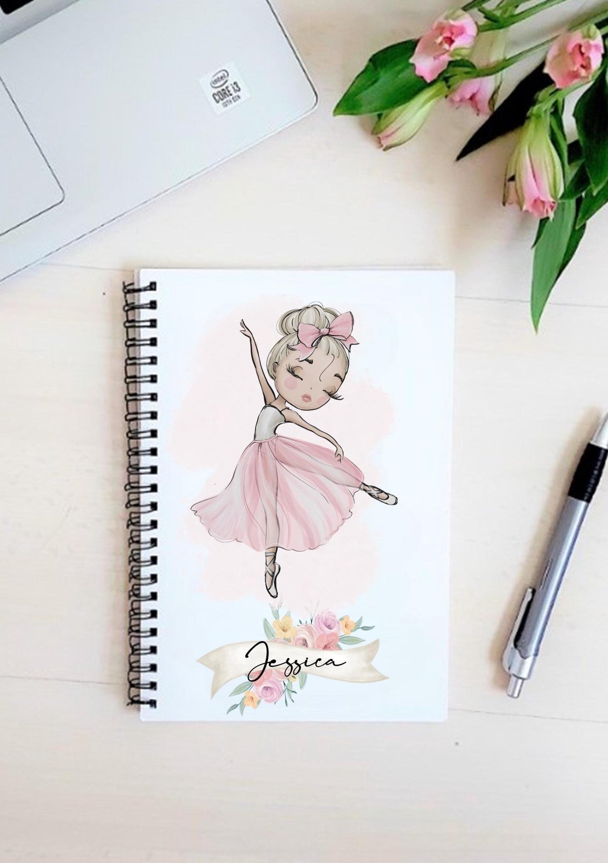 Personalised Ballerina Notebook, dance notes, notebook for dance, personalised notebook for dance class
