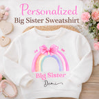 Personalised Big Sister pastel rainbow sweatshirt, new baby announcement, personalised rainbow sweatshirt