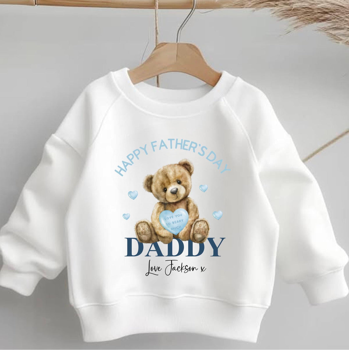 Personalised Father's Day Teddy Bear  Sweatshirt - available in blue or pink