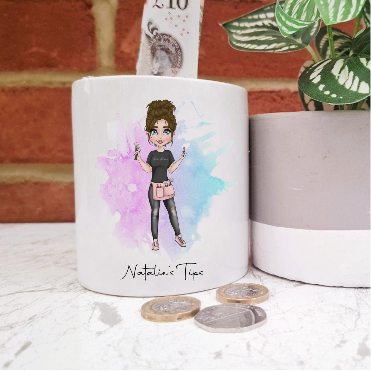Personalised MUA Makeup Artist Tip Jar, gift for makeup artist, gift for MUA, MUA moneybox