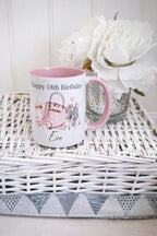 personalised 18th Birthday Mug: Handbag & Heels Design