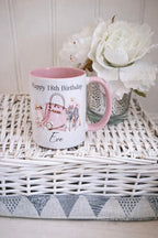 personalised 18th Birthday Mug: Handbag & Heels Design
