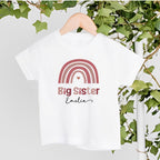 Personalised Big Sister Rainbow t-shirt, new baby announcement gift for sister, new sister gift
