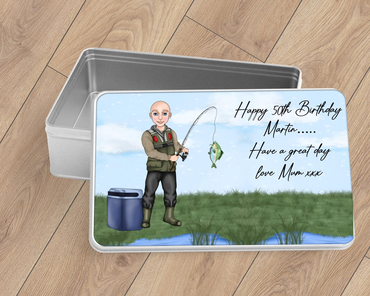 Personalised fishing tin, Grandad's fishing tin, personalised fishing gift, gift for Dad, fishing present, gift for Dad