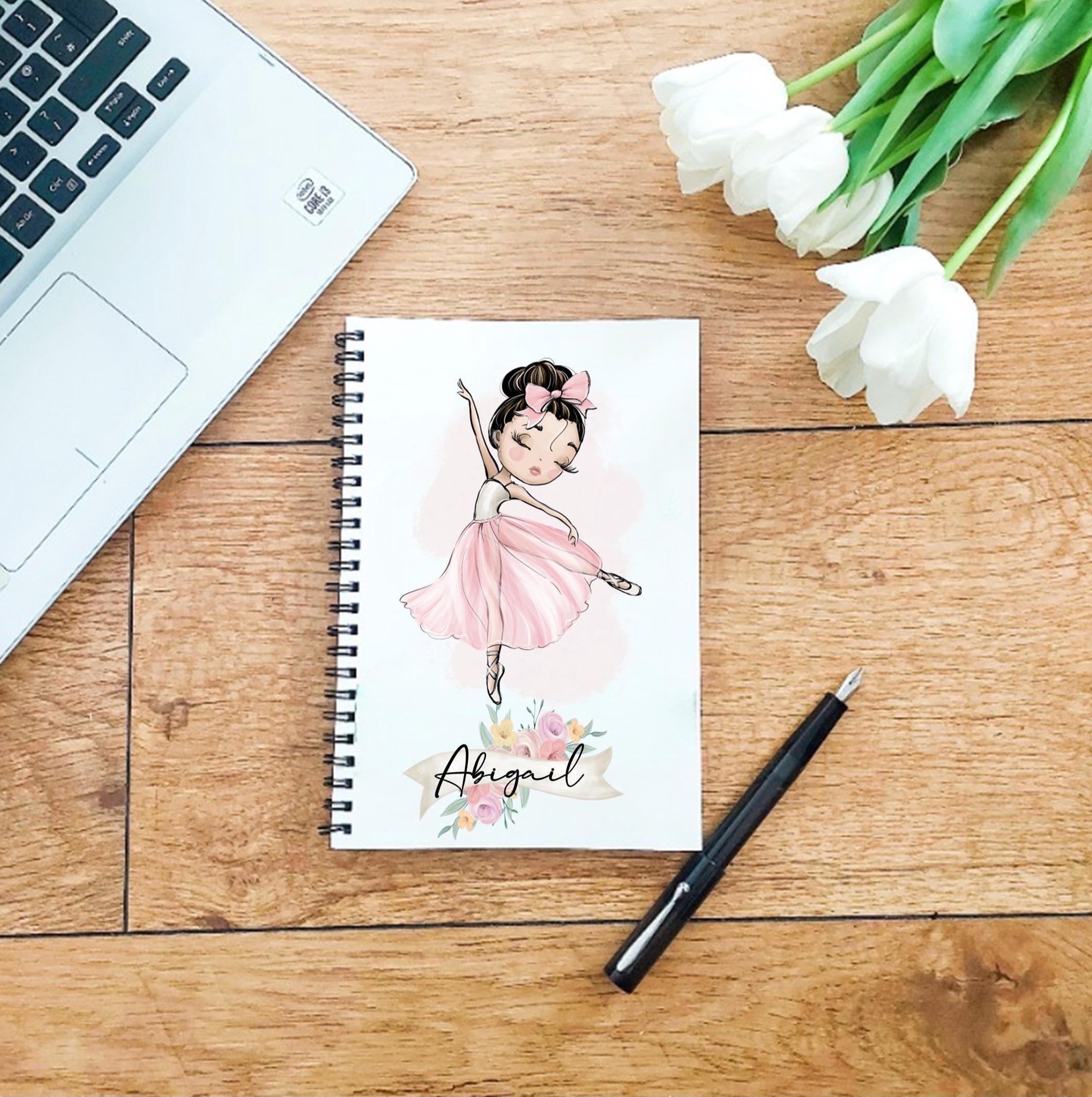 Personalised Ballerina Notebook, dance notes, notebook for dance, personalised notebook for dance class