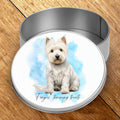 Personalised Westie Treat Tin: Dog Biscuit Storage, West Highland Terrier storage tin, gift for Westie owner