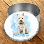 Personalised Westie Treat Tin: Dog Biscuit Storage, West Highland Terrier storage tin, gift for Westie owner