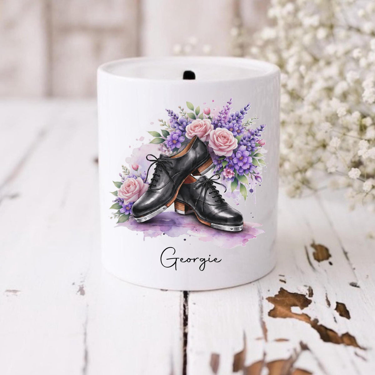 Personalised tap shoes moneybox, gift for tap dancer, dance gifts, dancers savings pot - 3 styles available