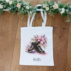 Personalised floral tap shoe tote bag, dance bag, gift for tap dancer, tap dance storage bag