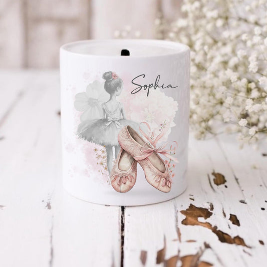 Personalised ballerina  moneybox, gift for ballerina, dance gifts, young girl's savings pot