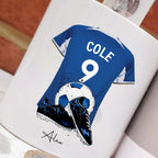 Personalised blue football team inspired Money Box, blue football money box, blue ceramic piggy bank