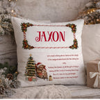 Personalised teddy bear Christmas Reading Cushion, Teddy Bear Poem Pocket Pillow, Christmas pocket cushion
