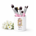 Personalised girl's character makeup brush holder, mascara holder, eye pencil storage, gift for a teenage girl