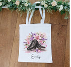 Personalised floral tap shoe tote bag, dance bag, gift for tap dancer, tap dance storage bag