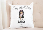Personalised TEEN character birthday cushion, any age, your choice of personalisation