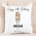 Personalised TEEN character birthday cushion, any age, your choice of personalisation