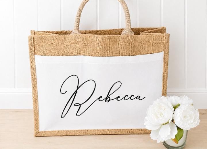 Personalised name Jute shopper bag, personalised Jute tote bag, Pocket Jute Shopper Bag, shopping bag