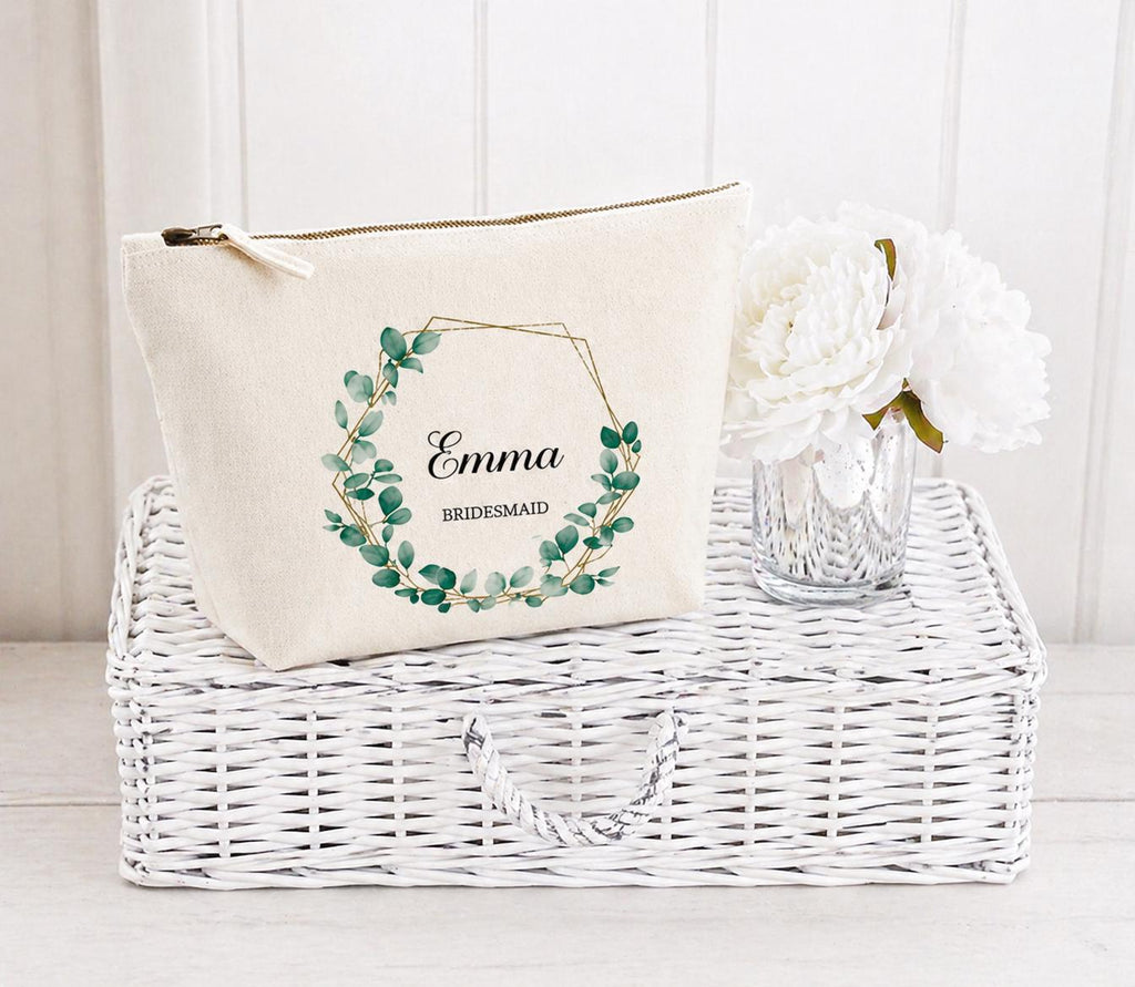 Eucalyptus Personalised Bridal Party Makeup Bag