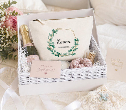 Eucalyptus Personalised Bridal Party Makeup Bag