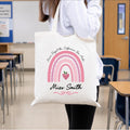Personalised teacher rainbow tote bag, teacher shopping bag, gift for teacher, end of term gift