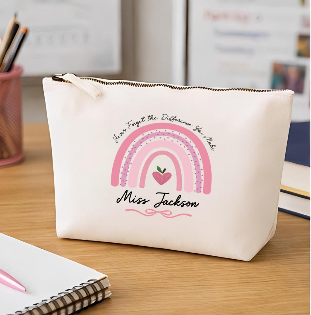 Personalised teacher pencil case, teacher accessory pouch, rainbow teacher pencil case, teacher gifts