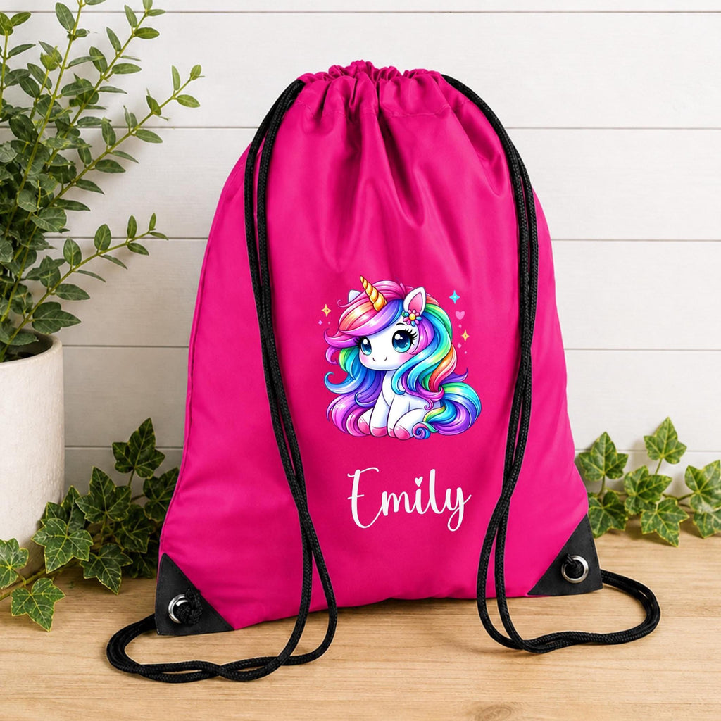 Personalised unicorn PE bag, personalised school bag, unicorn drawstring bag, girl's unicorn PE bag