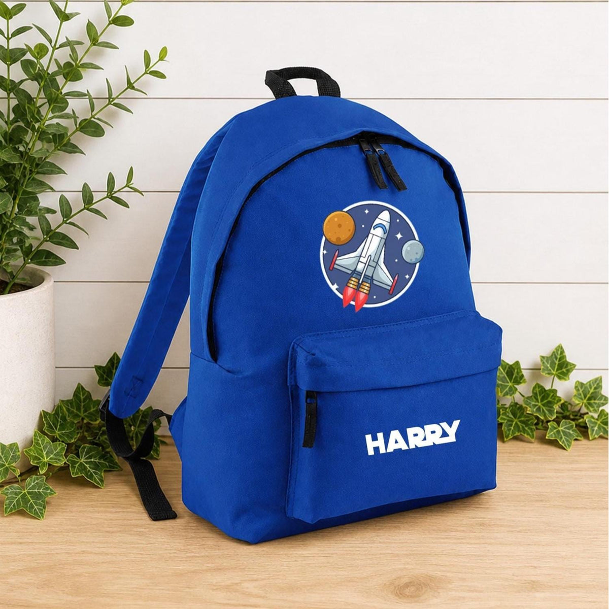 Personalised space theme school backpack, back to school kit, personalised space rocket bag