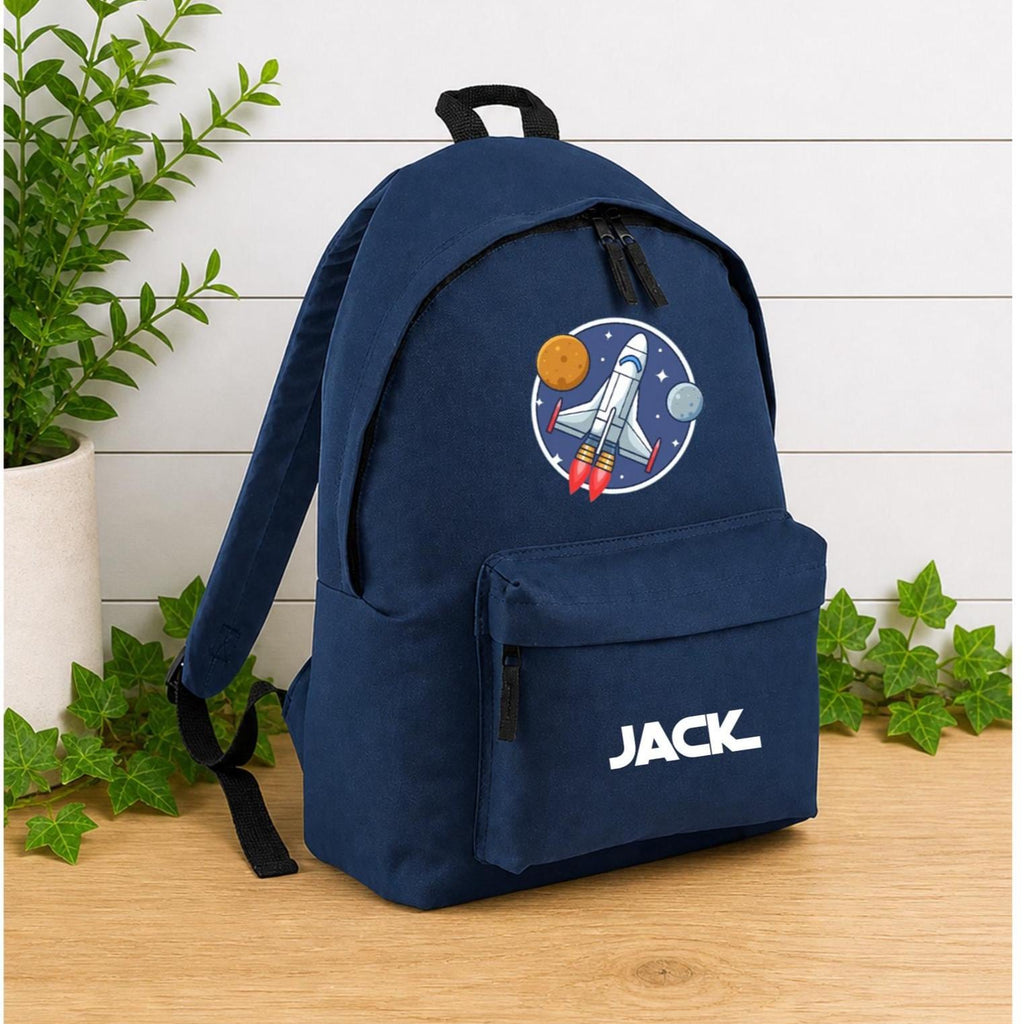 Personalised space theme school backpack, back to school kit, personalised space rocket bag