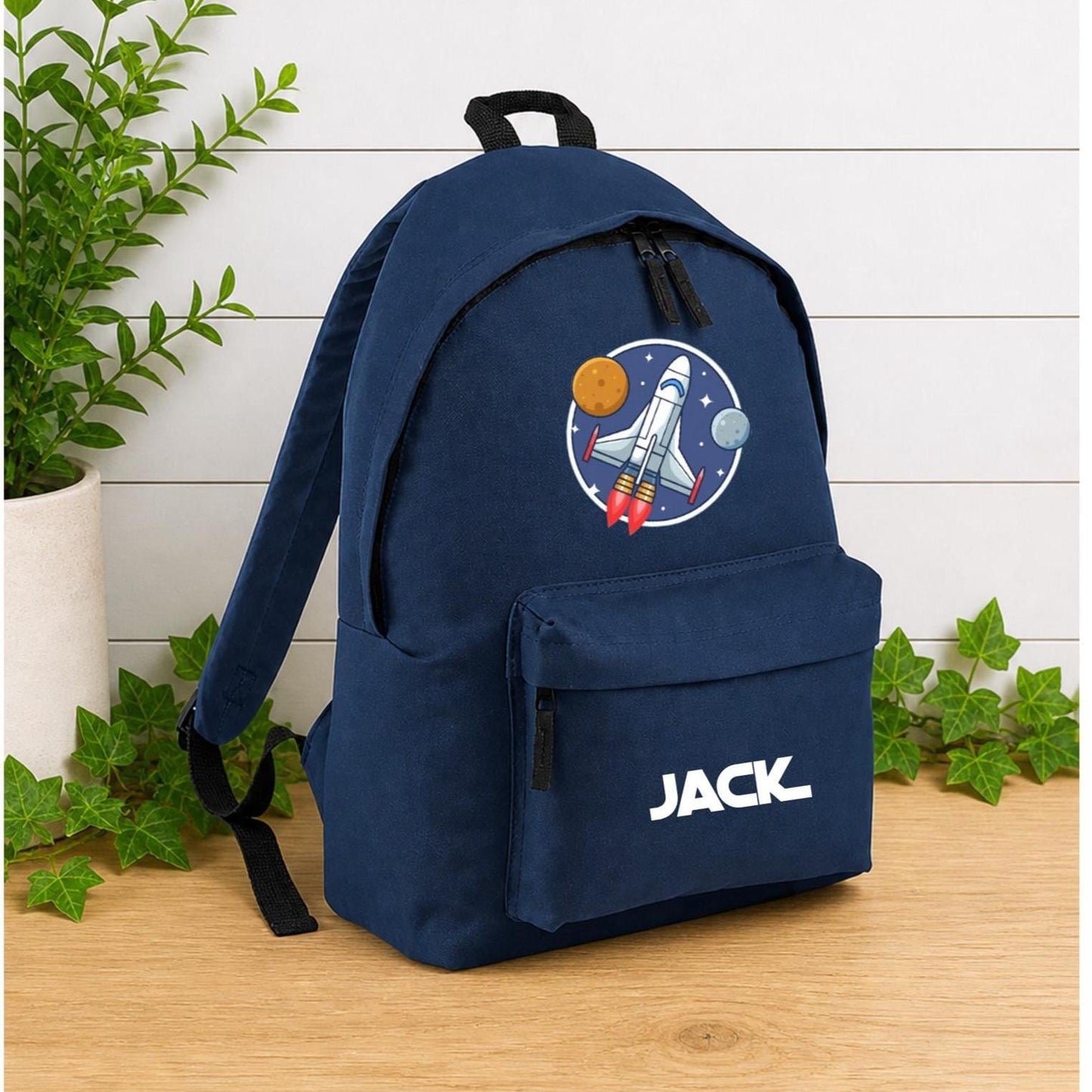 Personalised space theme school backpack, back to school kit, personalised space rocket bag