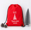 Personalised Lapland 2026 Drawstring Bag: Christmas Tree or Snowflake