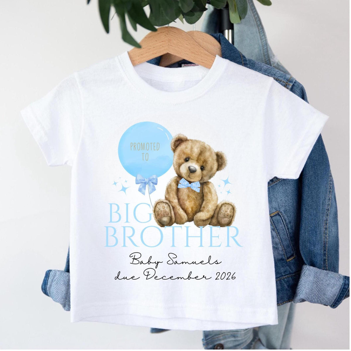 Personalised Big Brother T-Shirt: Teddy Bear Sibling Announcement